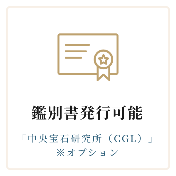 鑑別書発行可能「中央宝石研究所（CGL）」※オプション